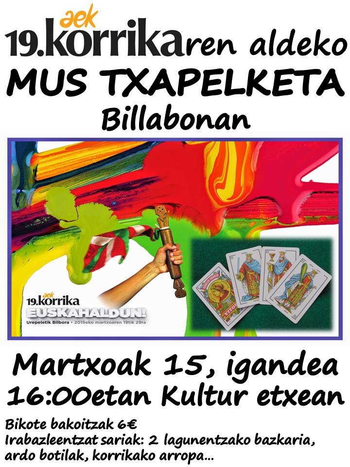 Igandean Korrikaren aldeko Mus Txapelketa antolatu