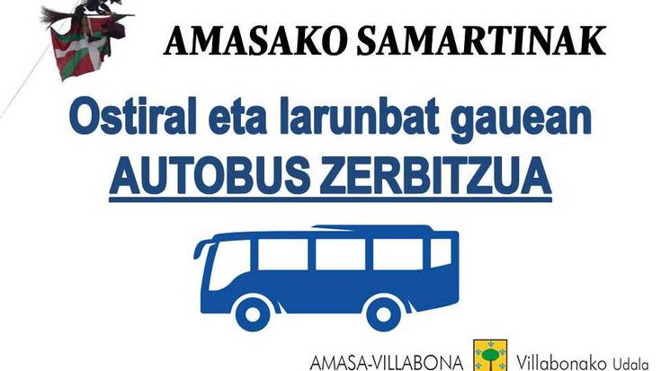 Asteburuan Amasako festetarako gaueko autobus zerbitzu berezia