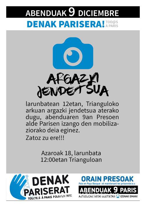 Abenduaren 9ko manifestaziora joateko argazki jendetsua
