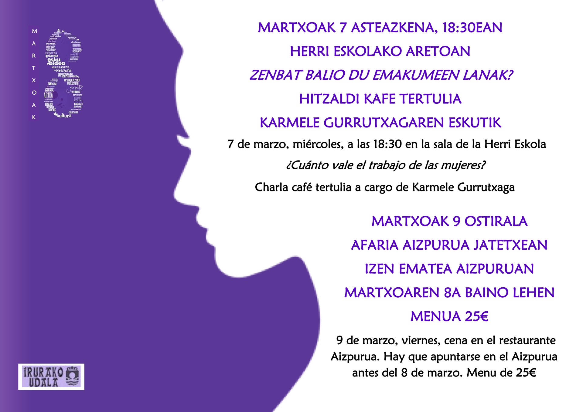 'Zenbat balio du emakumeen lanak?' hitzaldia asteazkenean