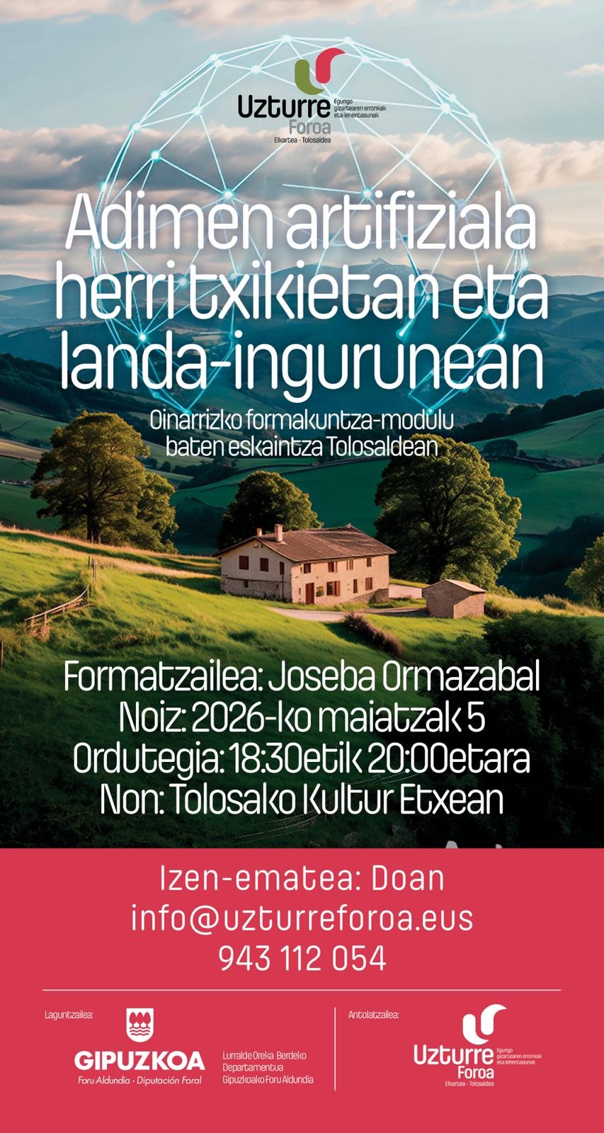 Uzturre Foroak Adimen Artifizialari buruzko prestakuntza bat eskeintzen du, herri txikien eta landa-eremuaren errealitatera egokitua