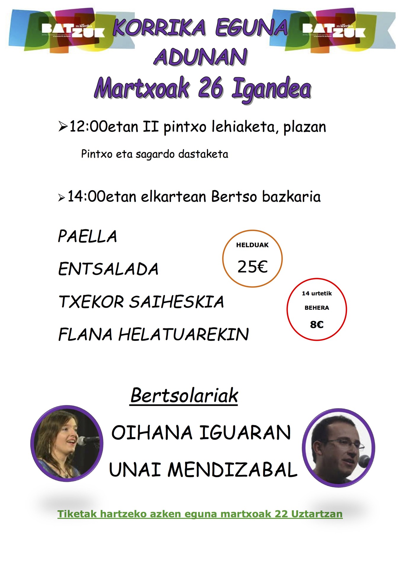 Martxoaren 26an Korrika eguna Adunan