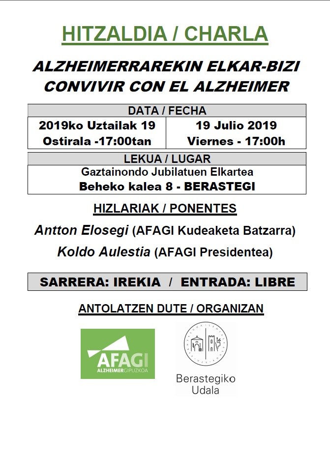 Alzheimerrarekin elkar bizi hitzaldia
