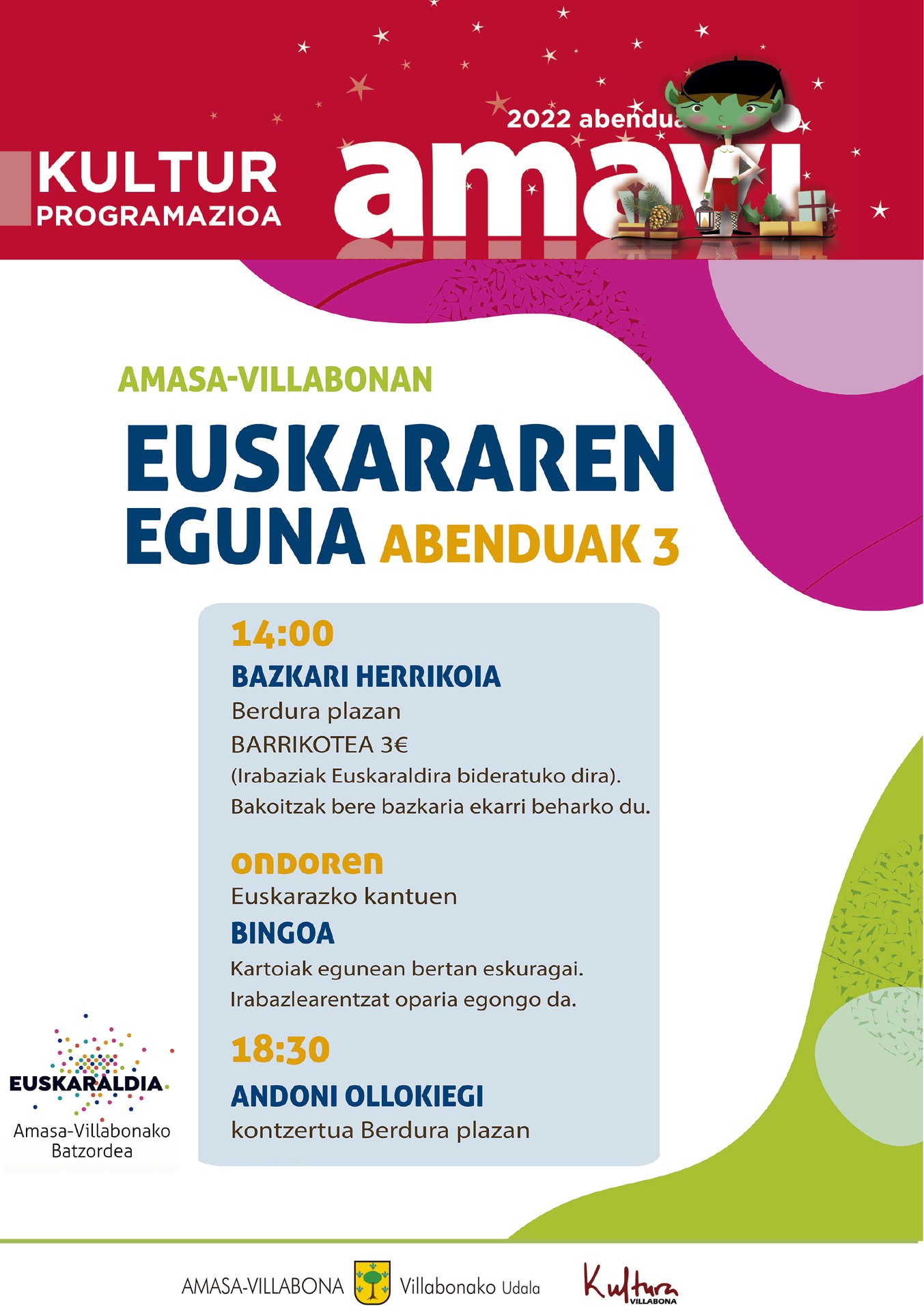 Euskararen eguneko festak emango dio hasiera abenduko kultur egitarauari
