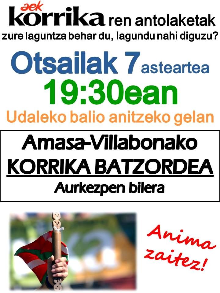 Amasa-Villabonako Korrika batzordea asteartean