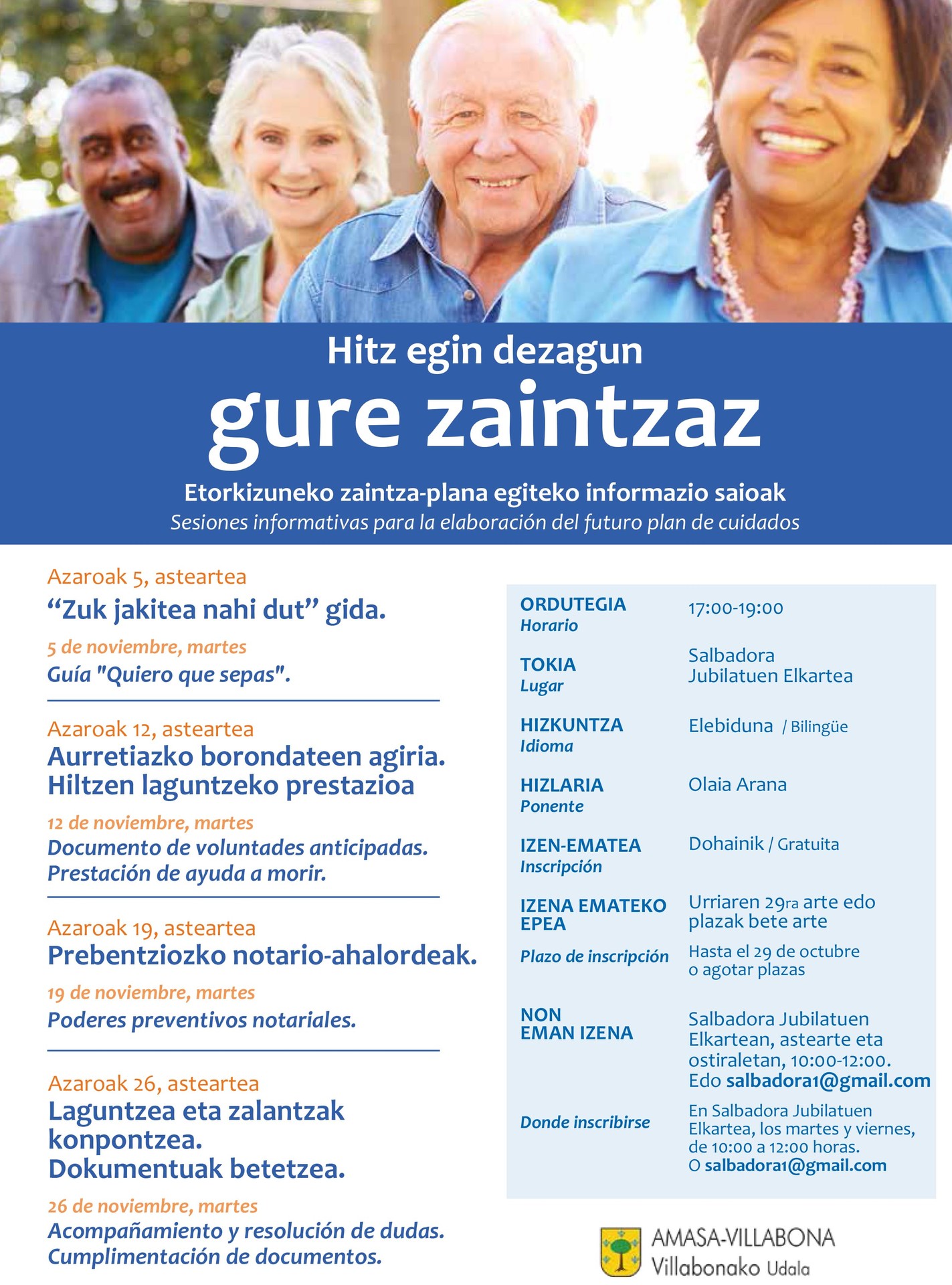 Etorkizuneko zaintza plana egiteko informazio saioak antolatu ditu udalak