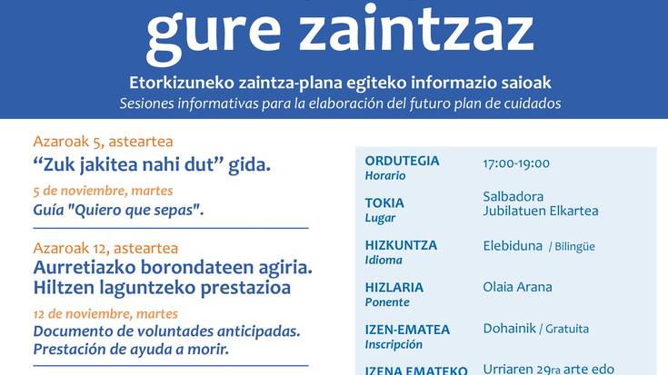 Etorkizuneko zaintza plana egiteko informazio saioak antolatu ditu udalak