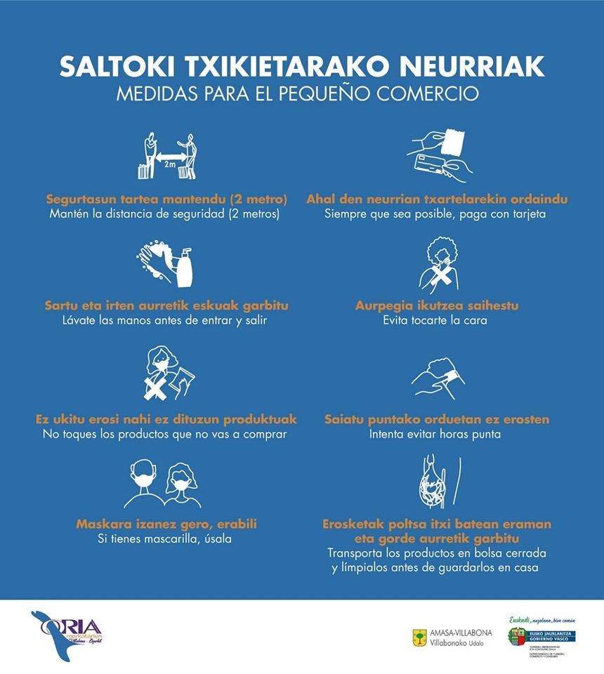 Lagundu komertzio txikia babesten! Segurtasun eta higiene neurri guztiak hartzen ari gara
