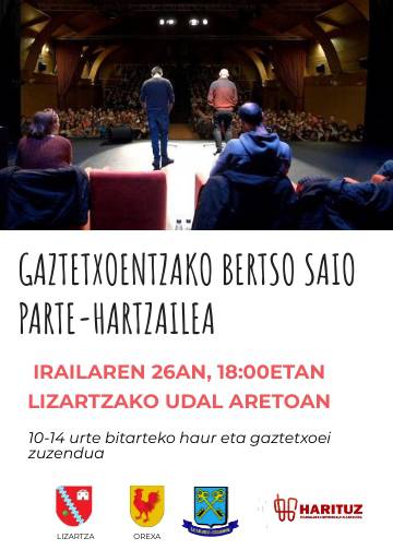 Gaztetxoei zuzendutako bi saio parte-hartzaile eskainiko ditu Harituzek