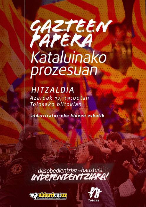 'Gazteen papera Kataluniako prozesuan' hitzaldia ostiralean
