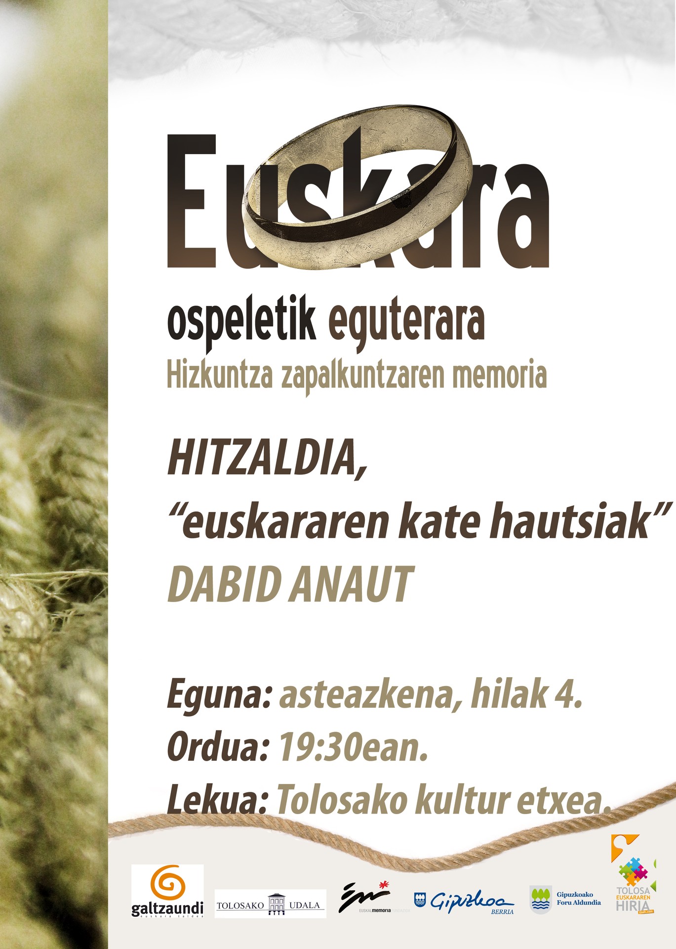 "Euskararen kate hautsiak" lelopean hitzaldia eska