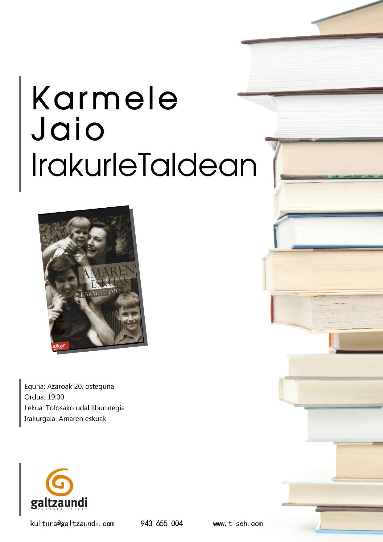 Karmele Jaioren “Amaren eskuak” liburua aztertuko 