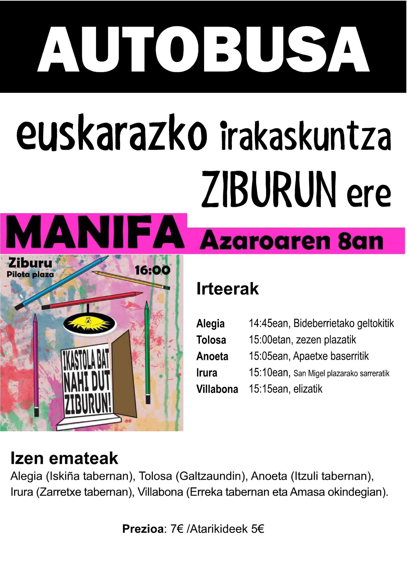 Datorren larunbatean azaroak 8, 16:00etan, Ziburura