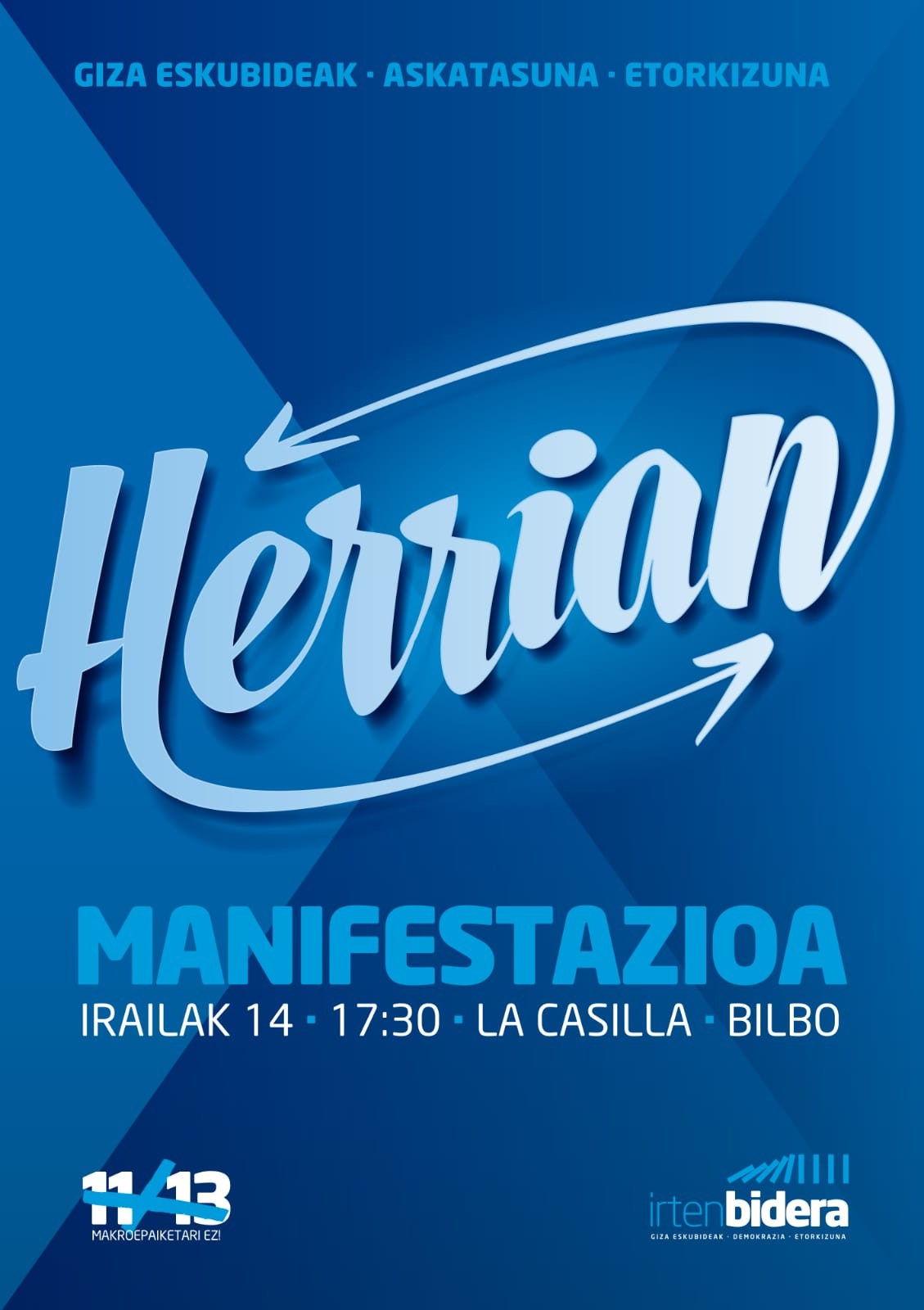 Larunbatean manifestazioa Bilbon