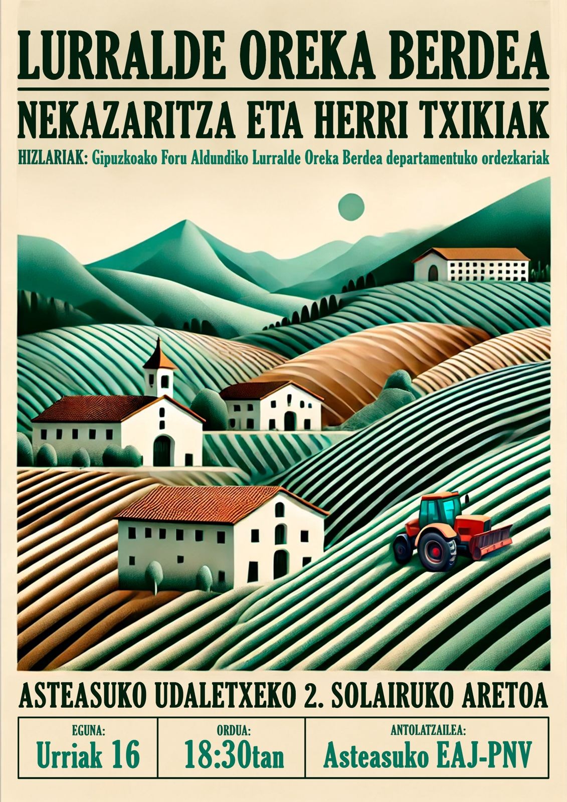 Hitzaldia: Lurralde Oreka Berdea: Nekazaritza eta Herri Txikiak
