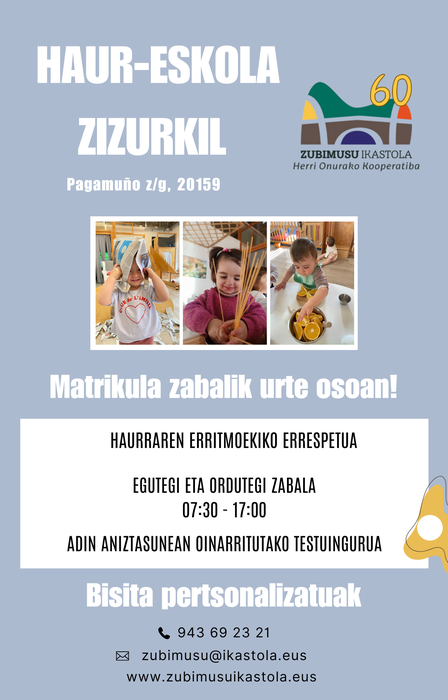 Zubimusuko haur-eskolako matrikula zabalik!
