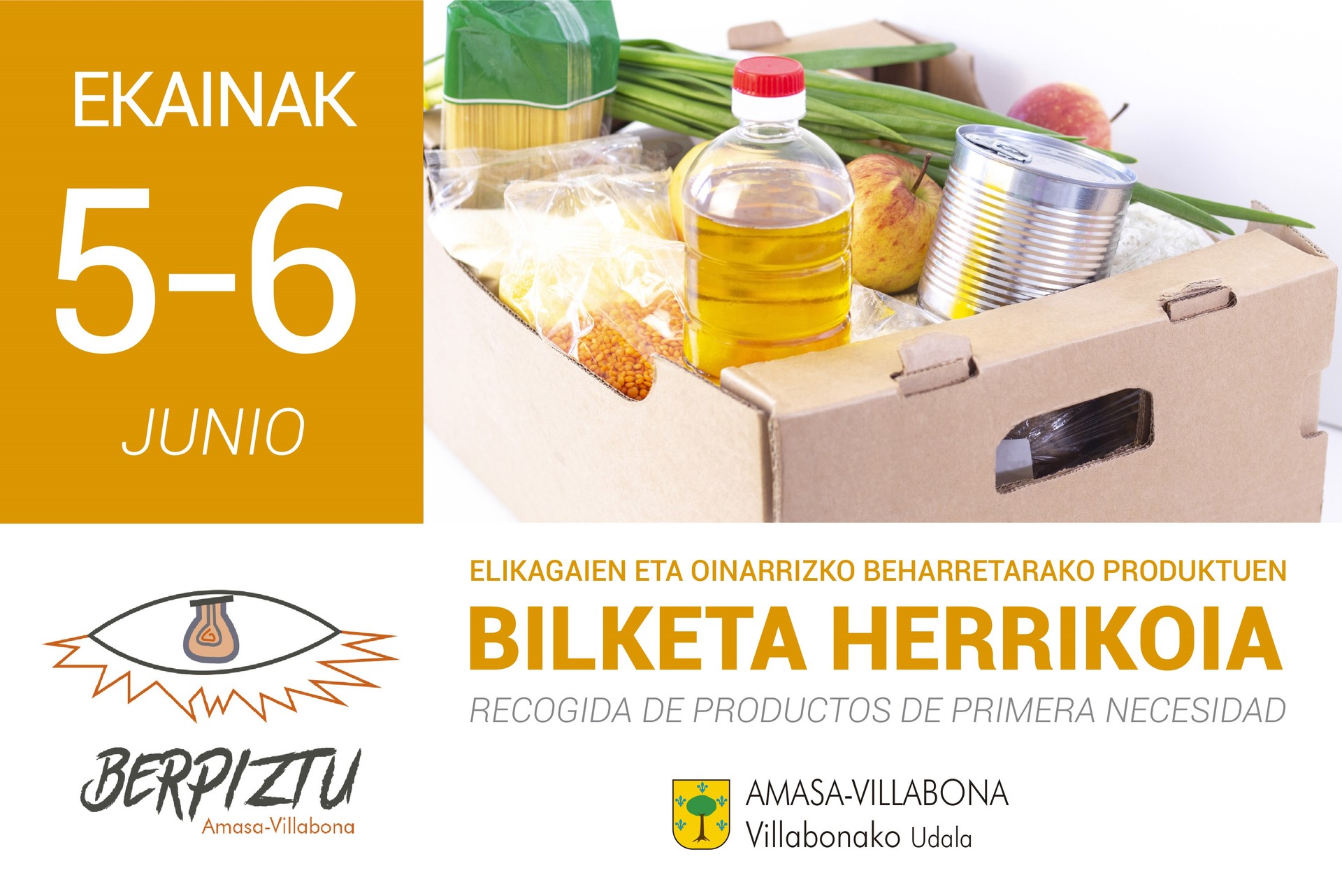 Ostirala eta larunbatean elikagaien eta oinarrizko beharretarako produktuen bilketa herrikoia