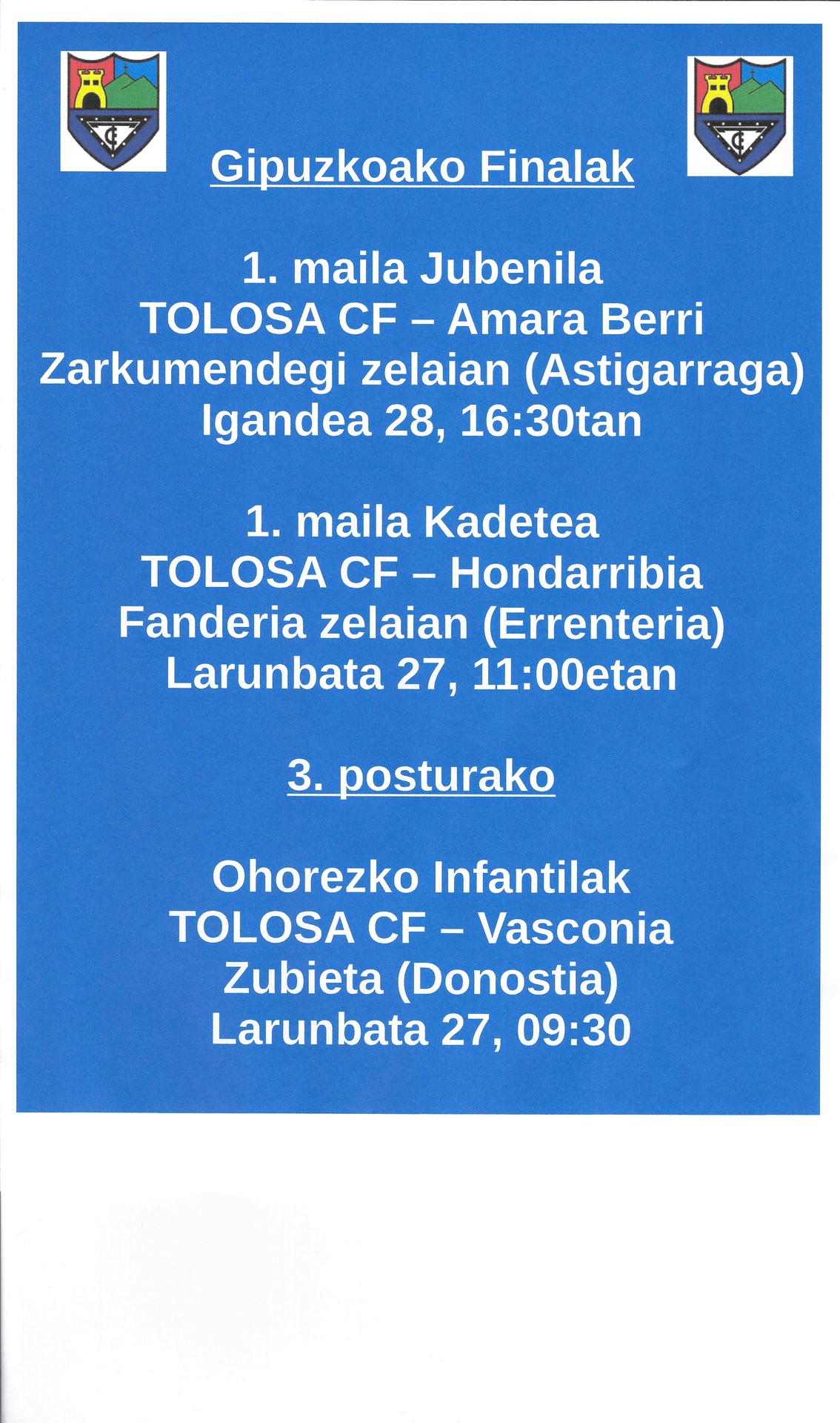 Asteburuko partiduak