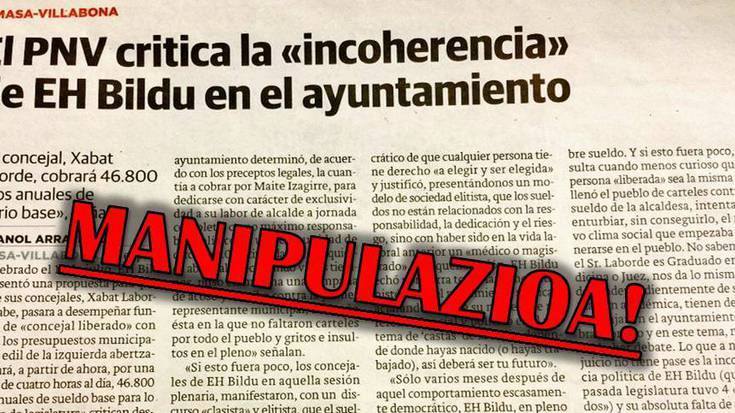 EH Bilduren oharra: Villabonako PNV-k Diario Vasco-n argitaratutako manipulazioz jositako mezuari erantzuna