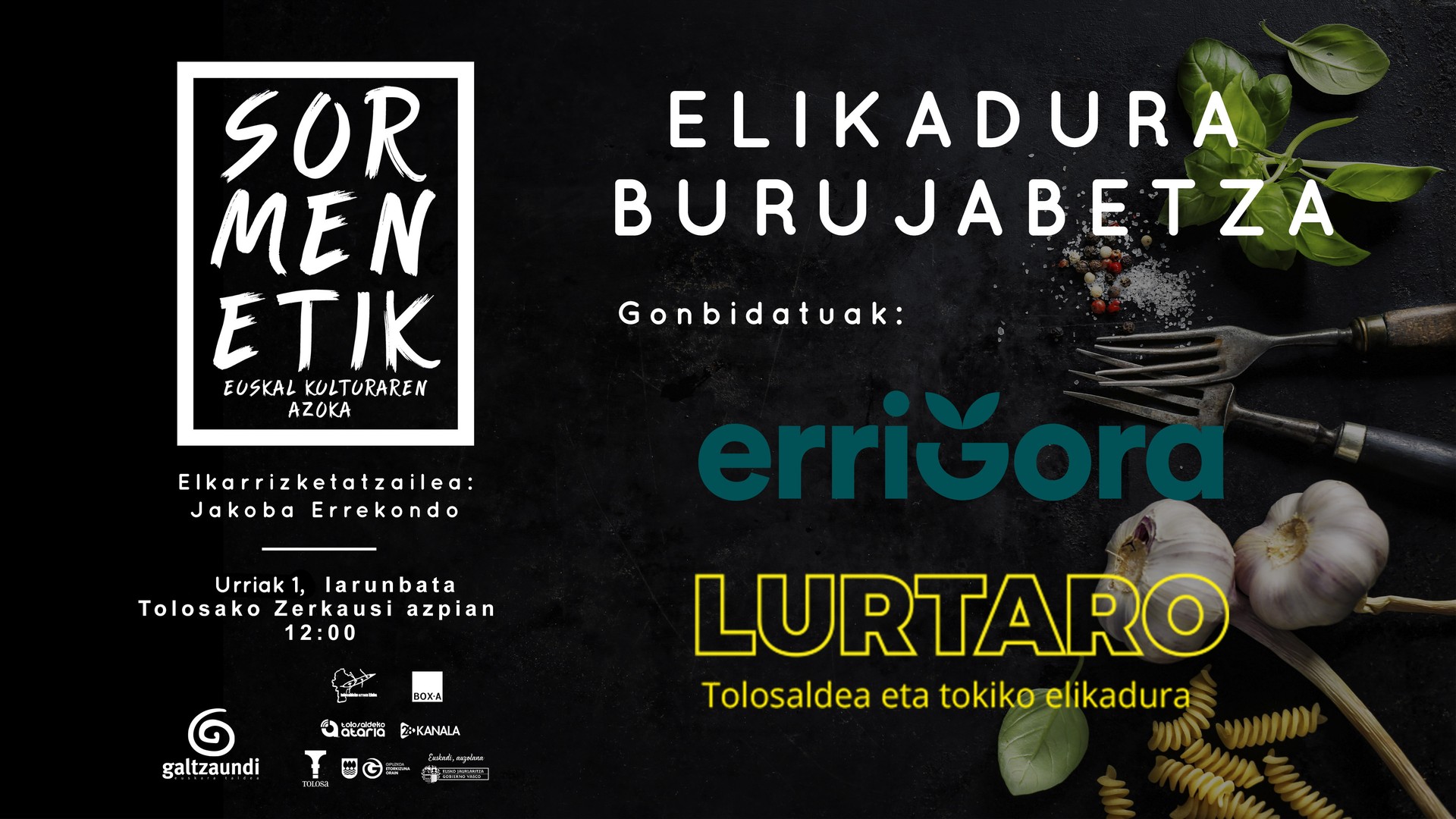 Elikadura burujabetza izango da hizketagai Sormenetiken