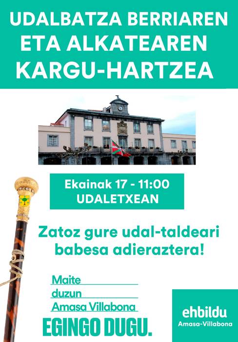 Udalbatza berriaren eta alkatearen kargu-hartzea