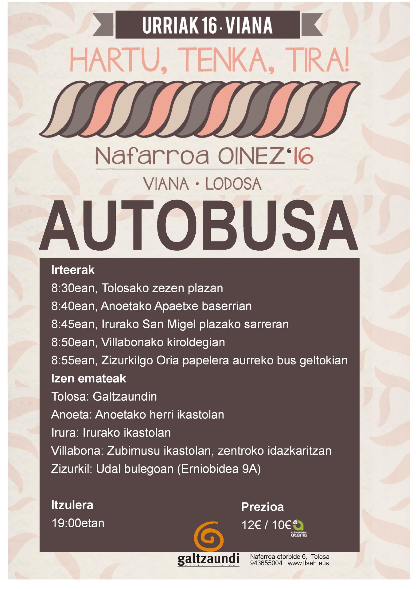 Nafarroa Oinezera autobusa Tolosaldetik