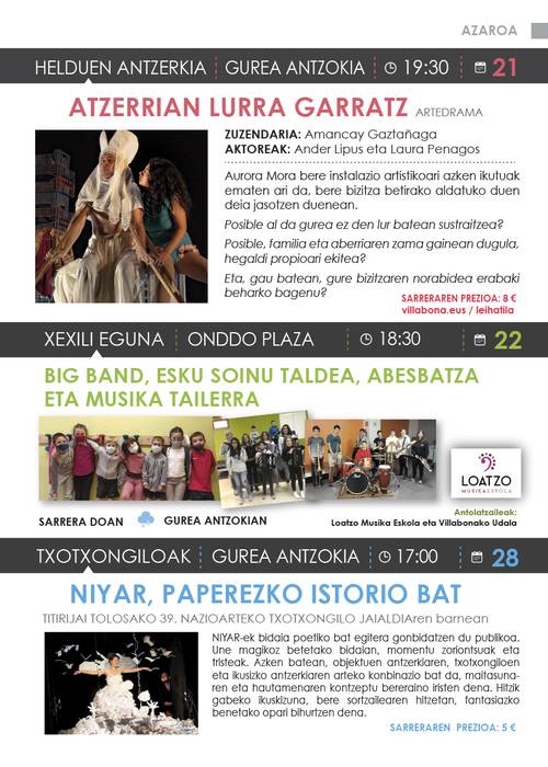 Azaroko kultur egitaraua Amasa-Villabonan