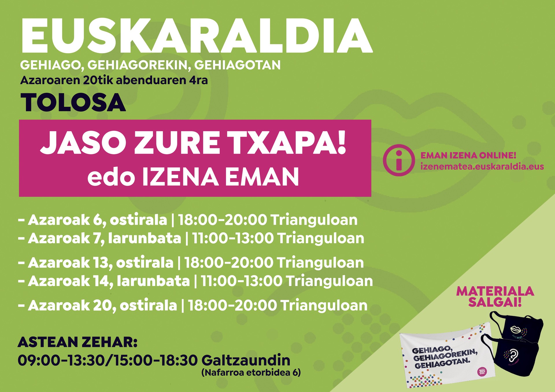 Euskaraldiko txapen baneketa Tolosan