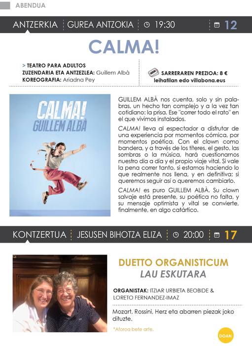 Abenduko kultur egitaraua kaleratu du Udalak