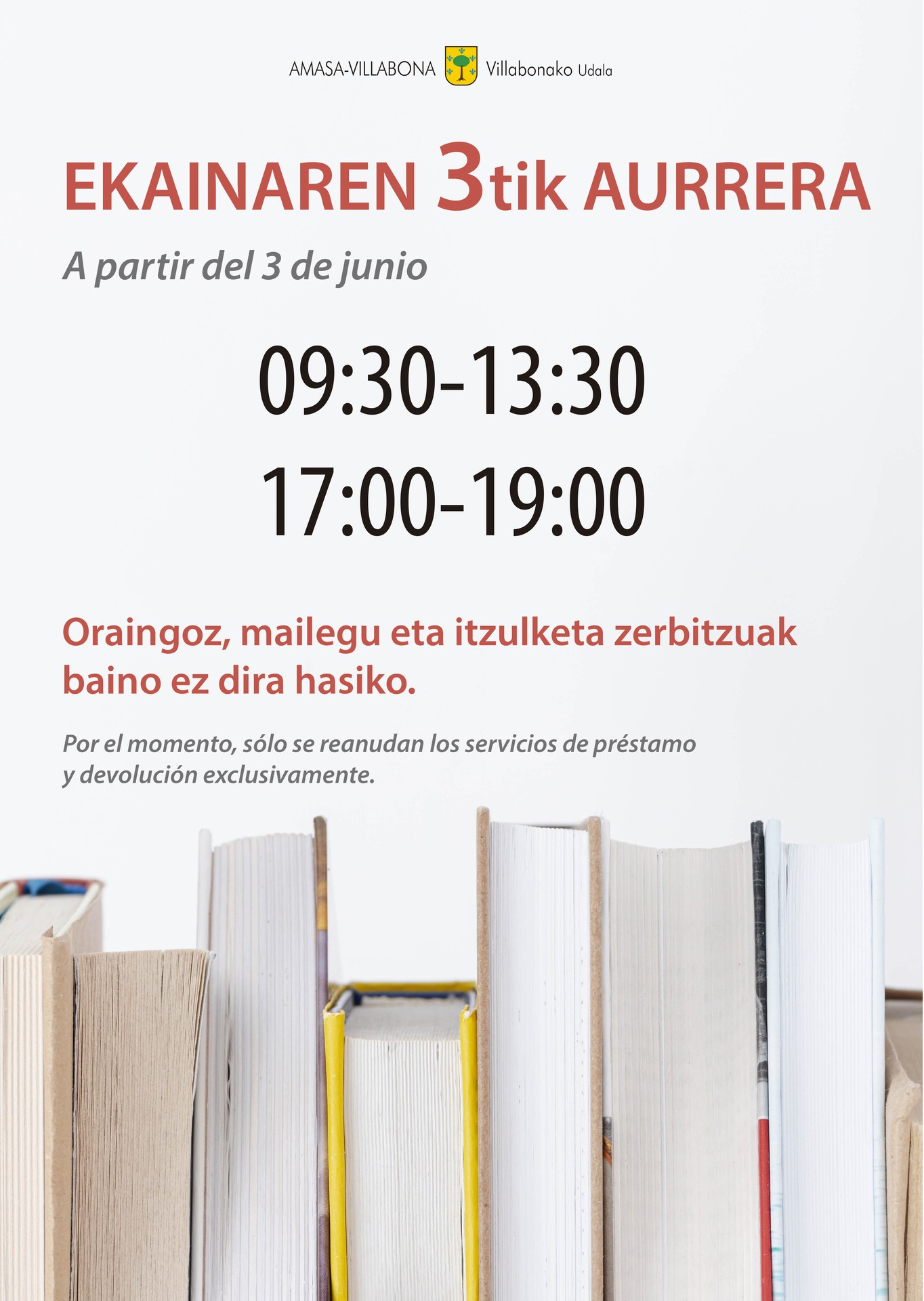 Liburutegia asteazkenean zabalduko da, zerbitzu murriztuekin