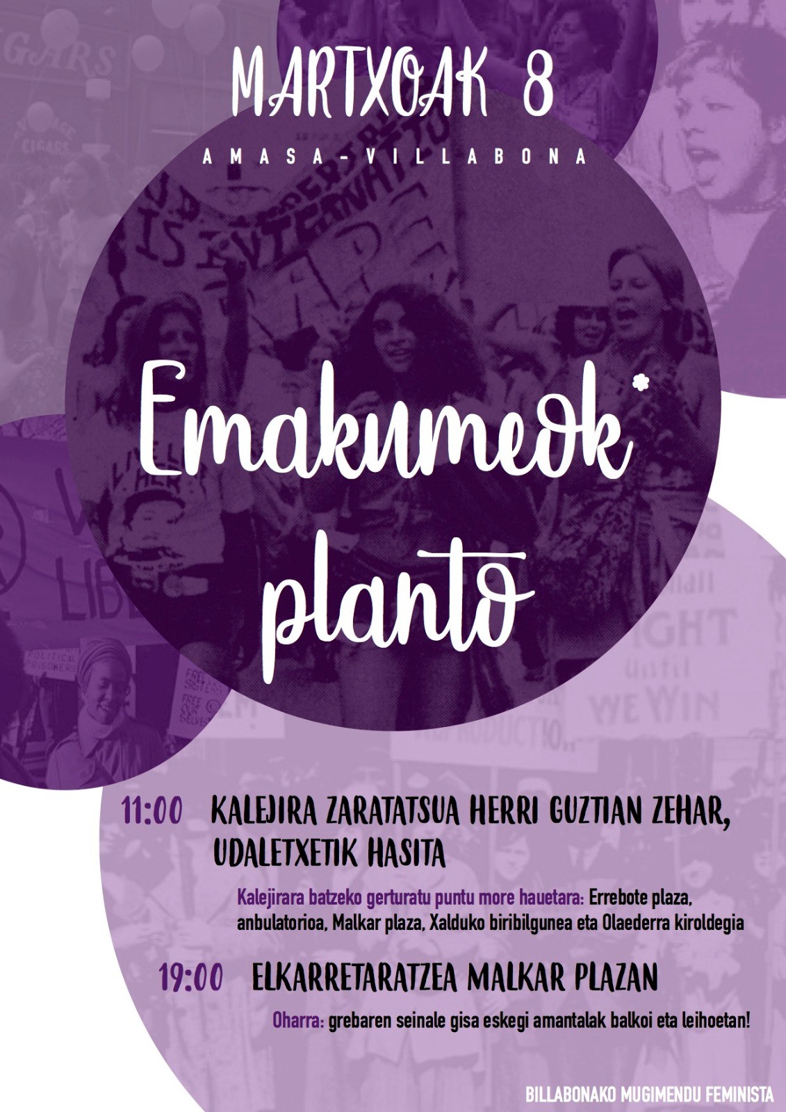 Kalejira zaratatsua eta elkarretaratzea, martxoaren 8an
