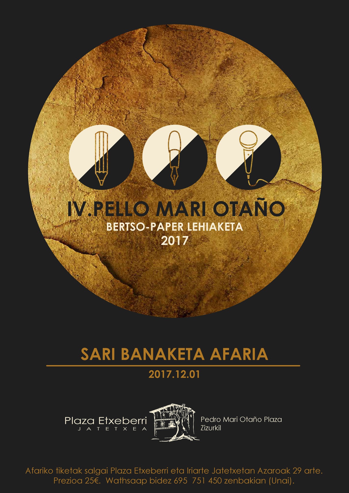 IV. Pello Mari Otaño bertsopaper lehiaketak baditu aurtengo sarituak