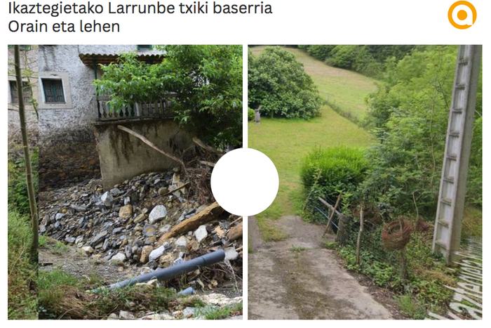 Larrunbe txiki baserria, orain eta uholdearen aurretik