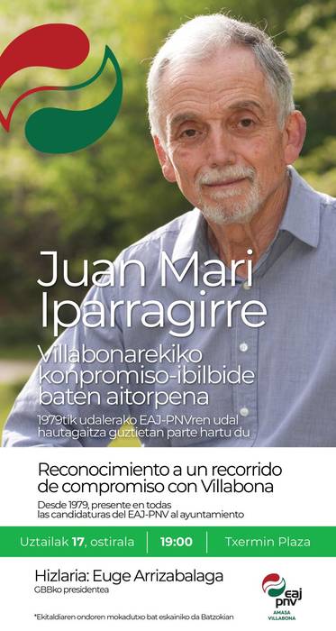 Juan Mari Iparragirreri, Iparrari, Amasa-Villabonarekiko izan duen eta duen konpromisoa aitortzeko ekitaldia