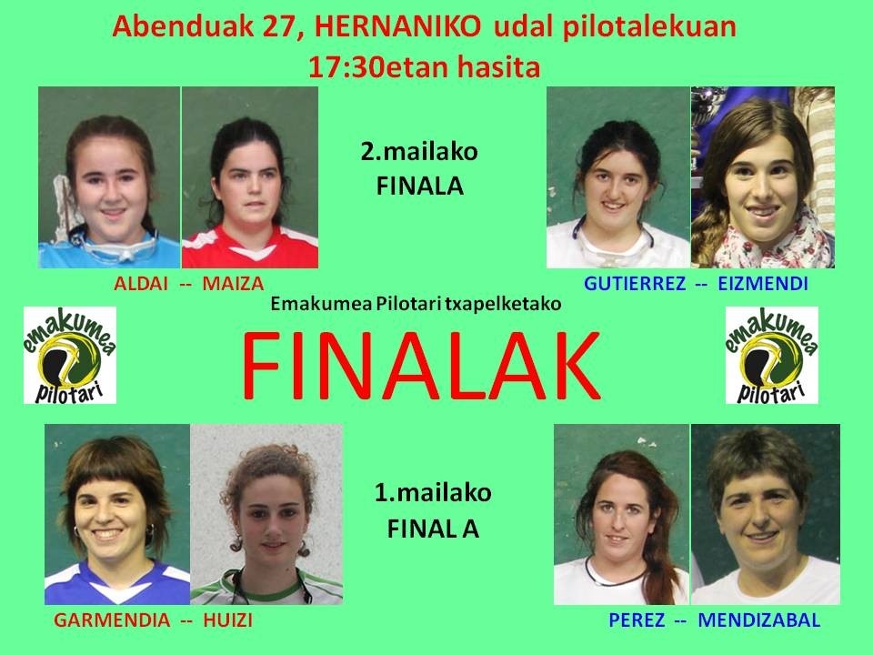Emakume Pilotari. Finalak bihar
