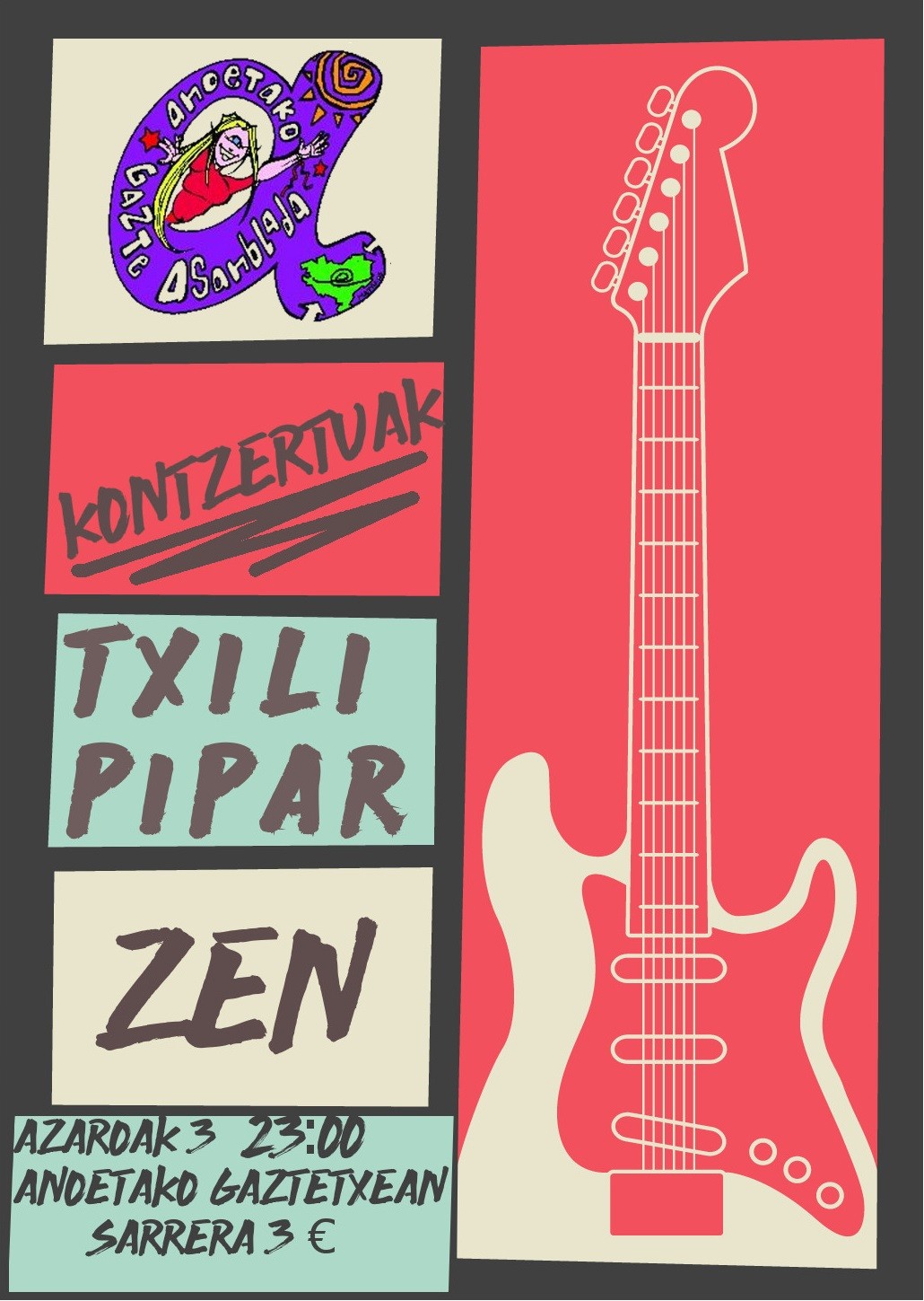 Txilipipar eta Zen taldeen kontzertuak ostiralean