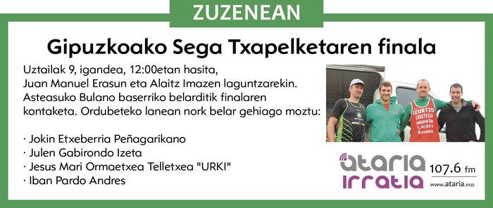 Jarraitu zuzenean Gipuzkoako Sega Txapelketaren finala! 