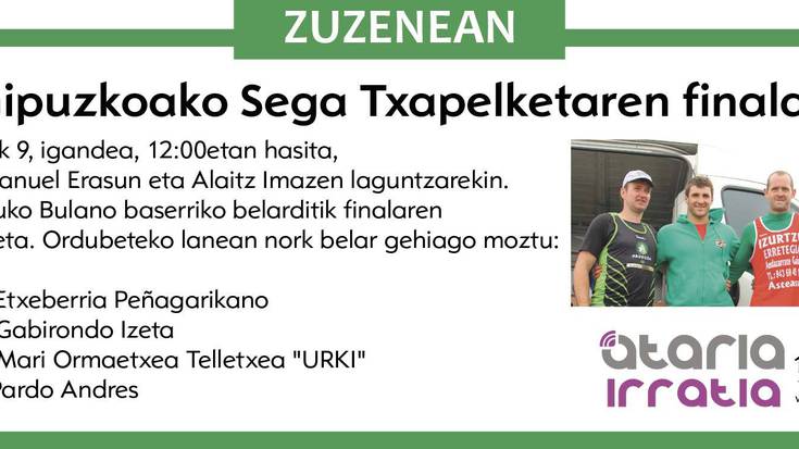 Jarraitu zuzenean Gipuzkoako Sega Txapelketaren finala! 