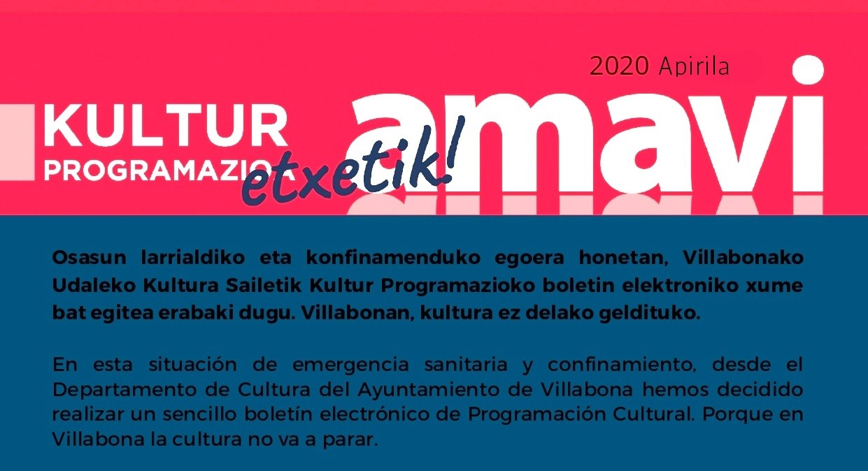 Kultura sailak programazio berezia osatu du, etxetik gozatzeko kultur eskaintzarekin
