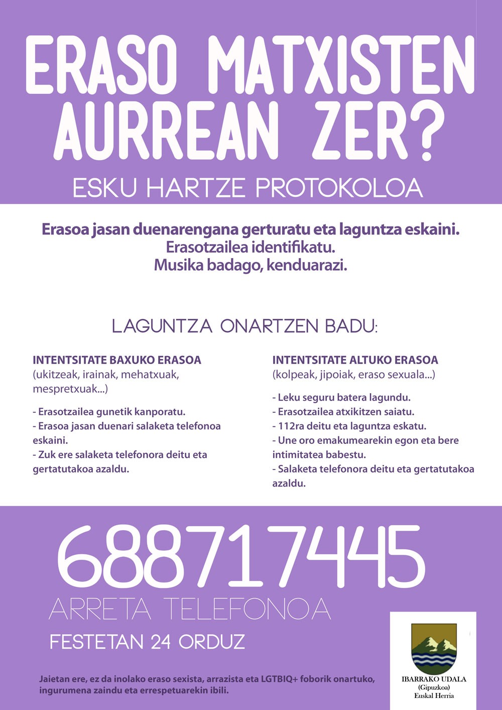 Eraso sexistarik gabeko jaien alde egin du Ibarrako Udalak