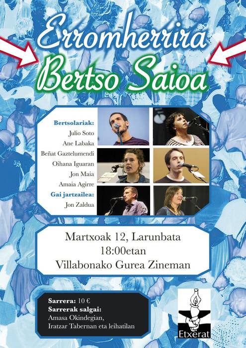 'Erromherrira" bertso saioa antolatu dute martxoaren 12an