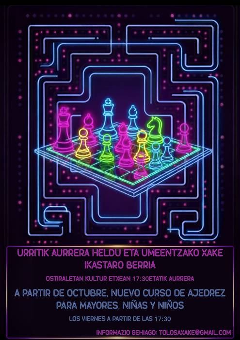 Tolosako Xake Klubak urrian jarriko du martxan ikasturte berria