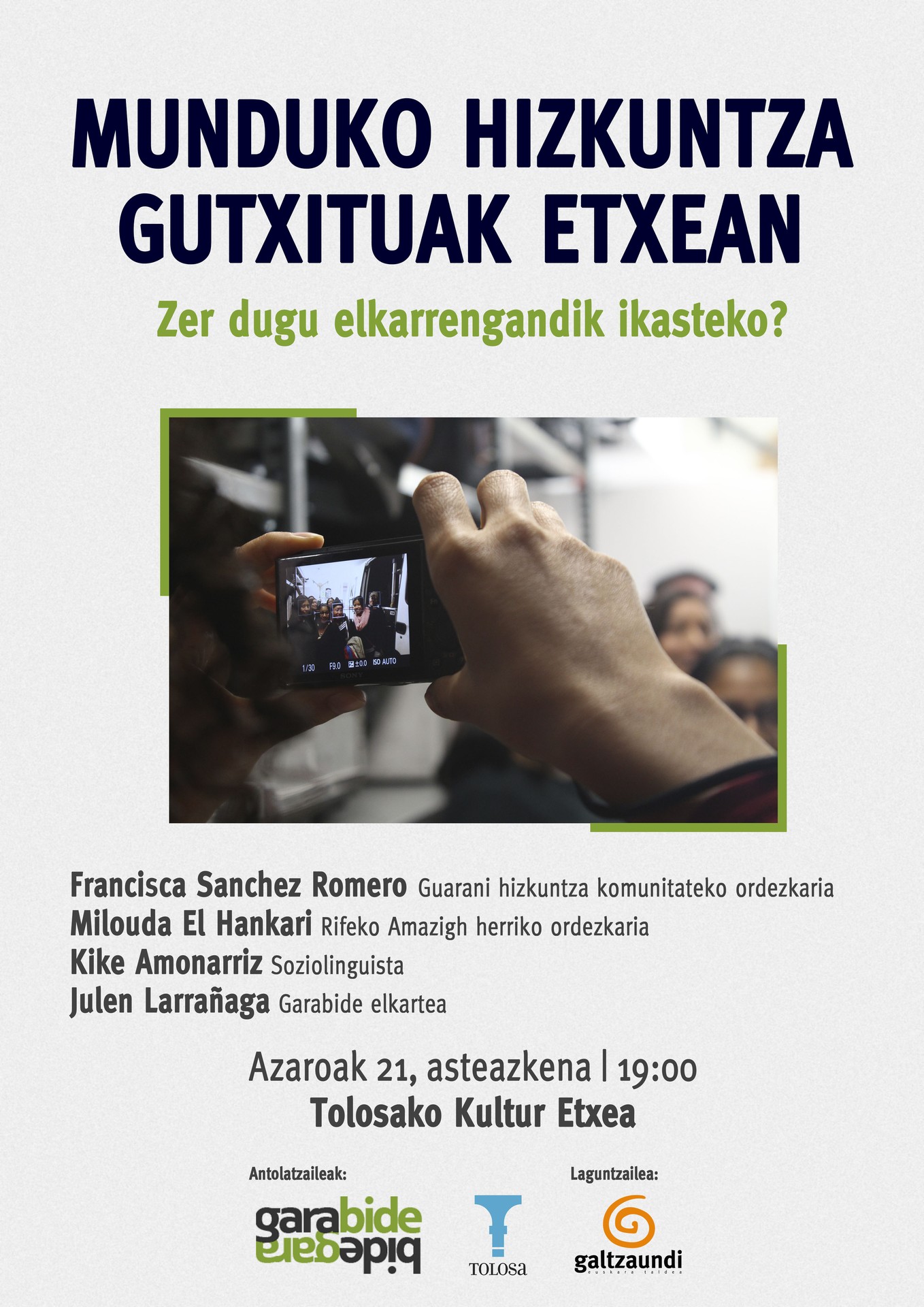 Datorren astean hitzaldia Tolosan: zer dugu elkarrengandik ikasteko?