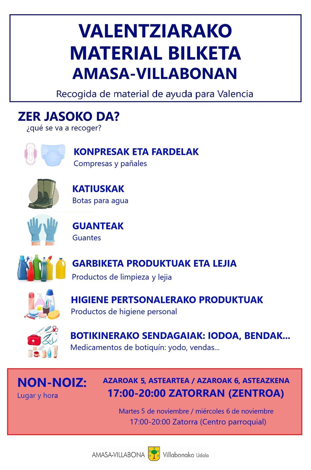 Udalak bilketa solidarioa antolatu du Valentzian DANAk eragindako kaltetuak laguntzeko