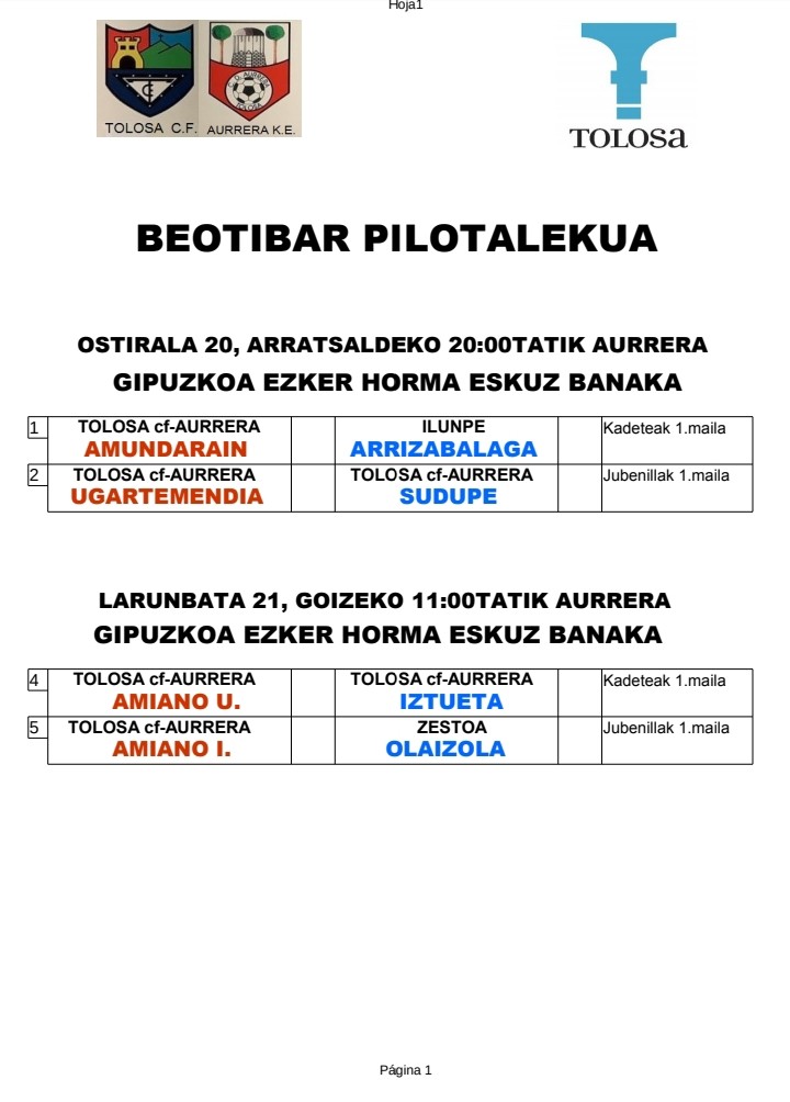 KARTELERA Beotibar Tolosa  2019/12/20-21