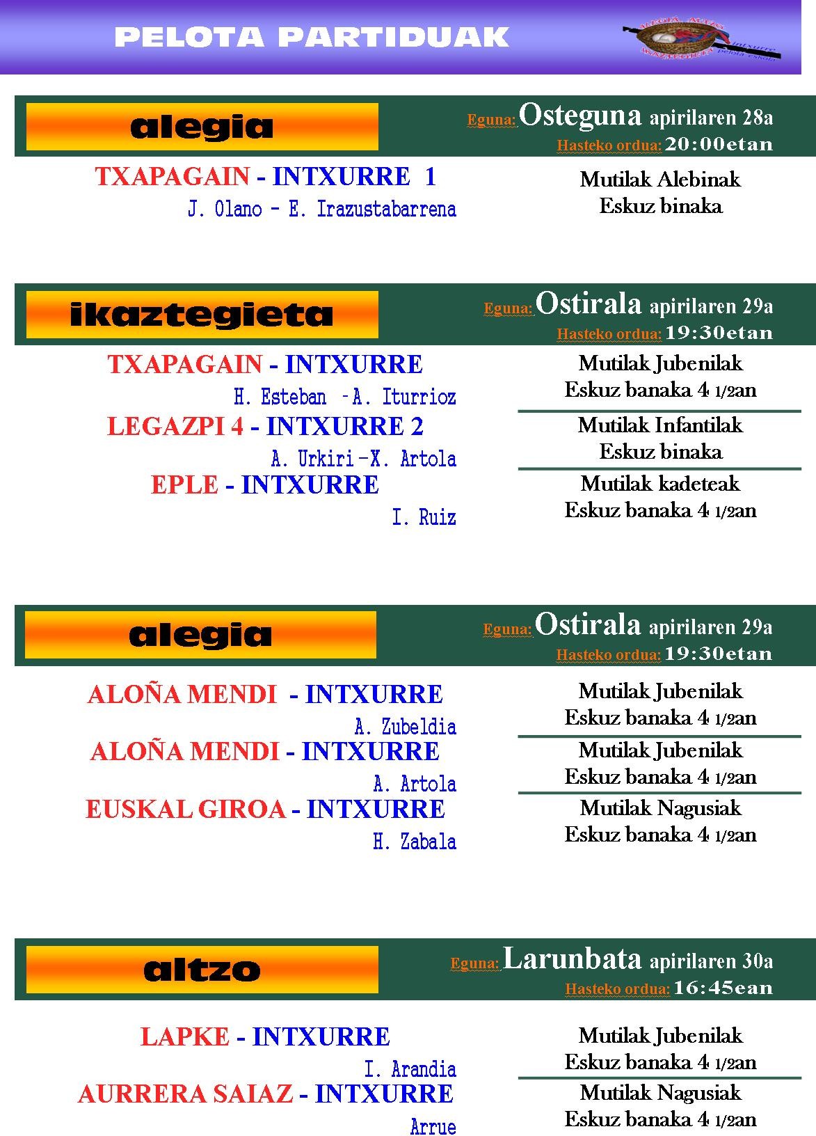 partida ugari aste buru honetan ere