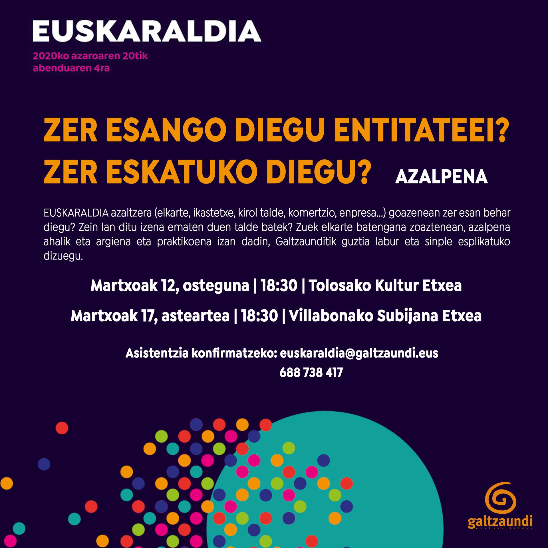 Entitateei Euskaraldia nola aurkeztu lantzeko saioak herrietako taldeentzat