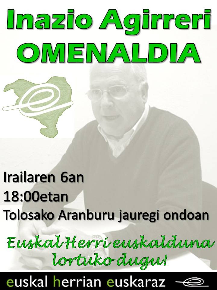EHEtik Inazio Agirreren omenaldirako deia