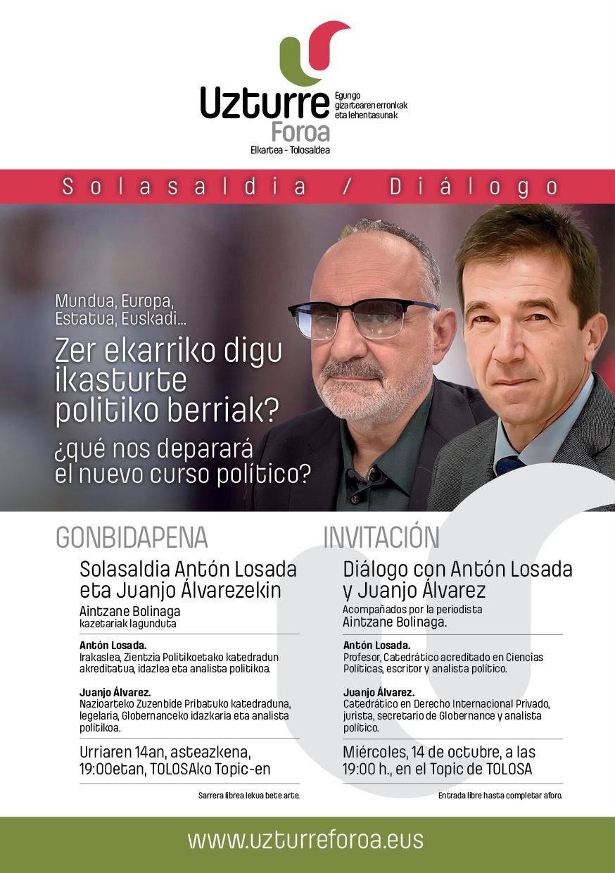 Hitzaldia: "Anton Losada eta Juanjo Alvarez" - Uzturre Foroa Elkartea (Urriak 14 - TOPIC)
