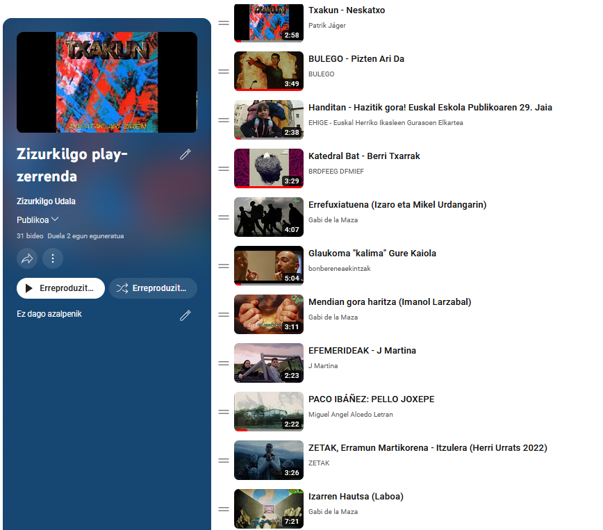 Zizurkilgo play lista sortuko dugu zizurkildar guztien artean